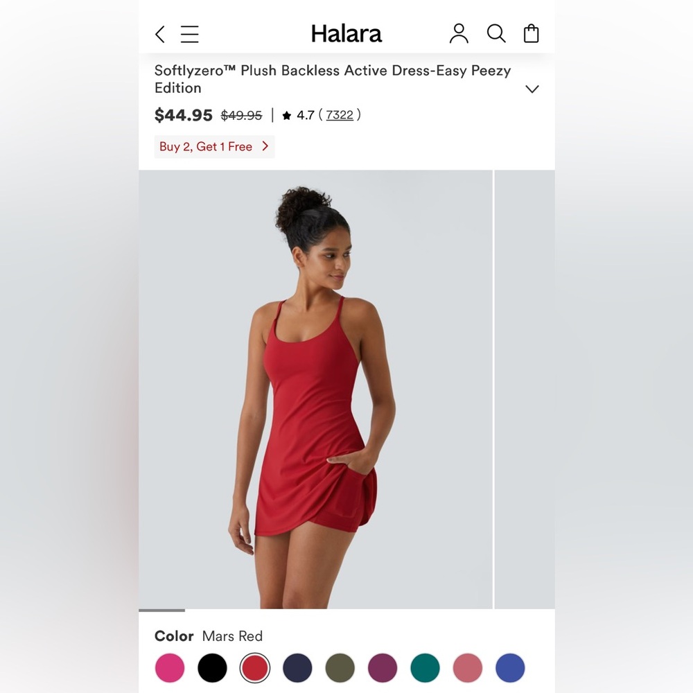 Halara Easy Peasy Active Dress, Red, Size Large 12/14
